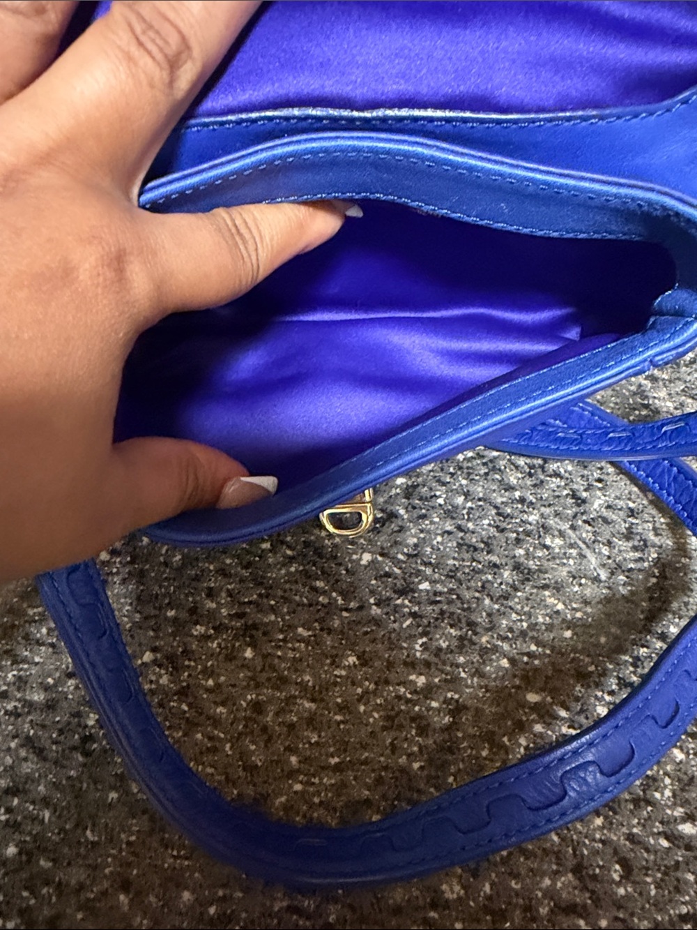 Henri Bendel Blue Leather Crossbody Bag Rare - Picture 3 of 6